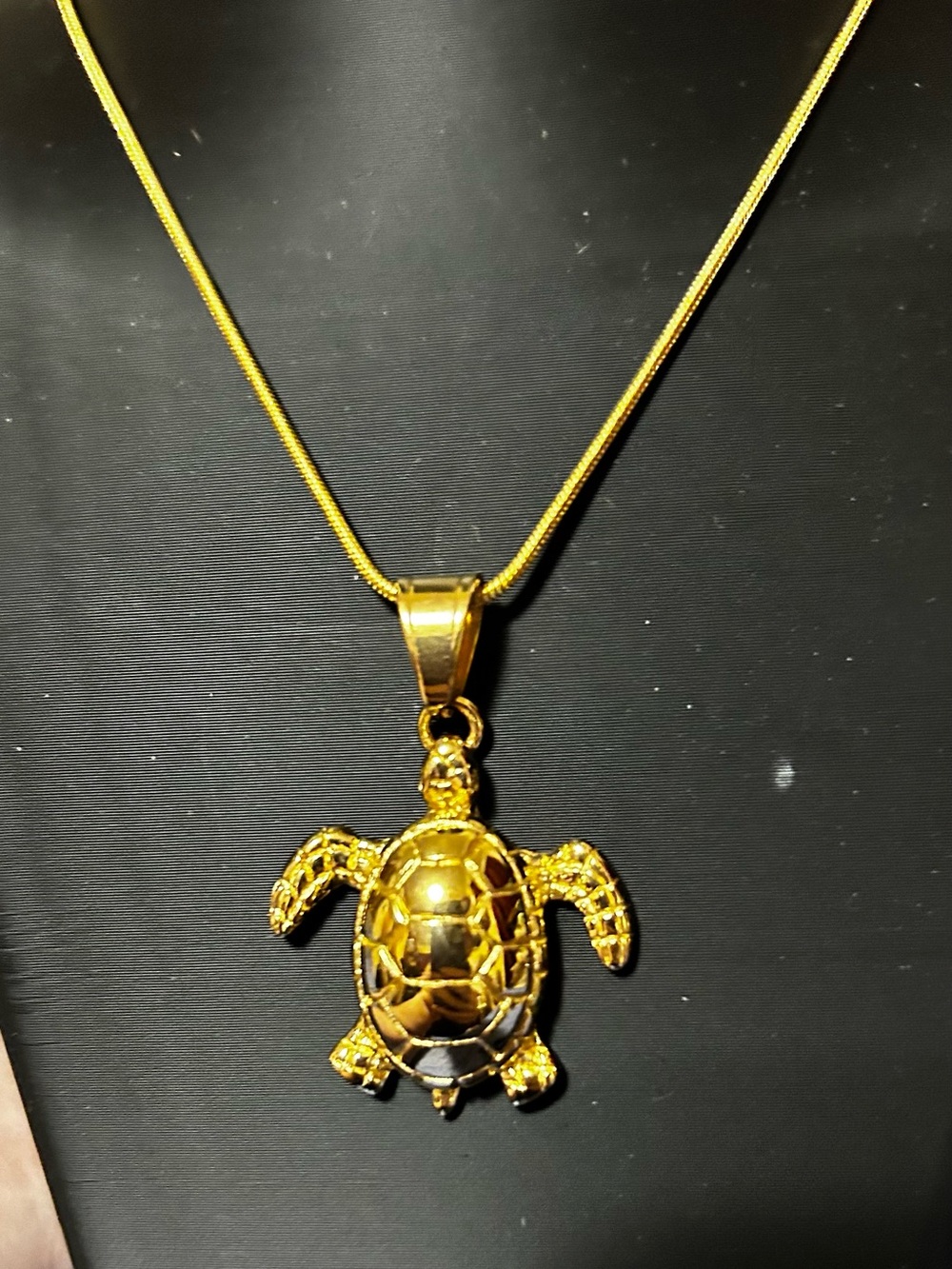 Gold plated Turtle Pendant Necklace - Tropical Sea Turtle Charm